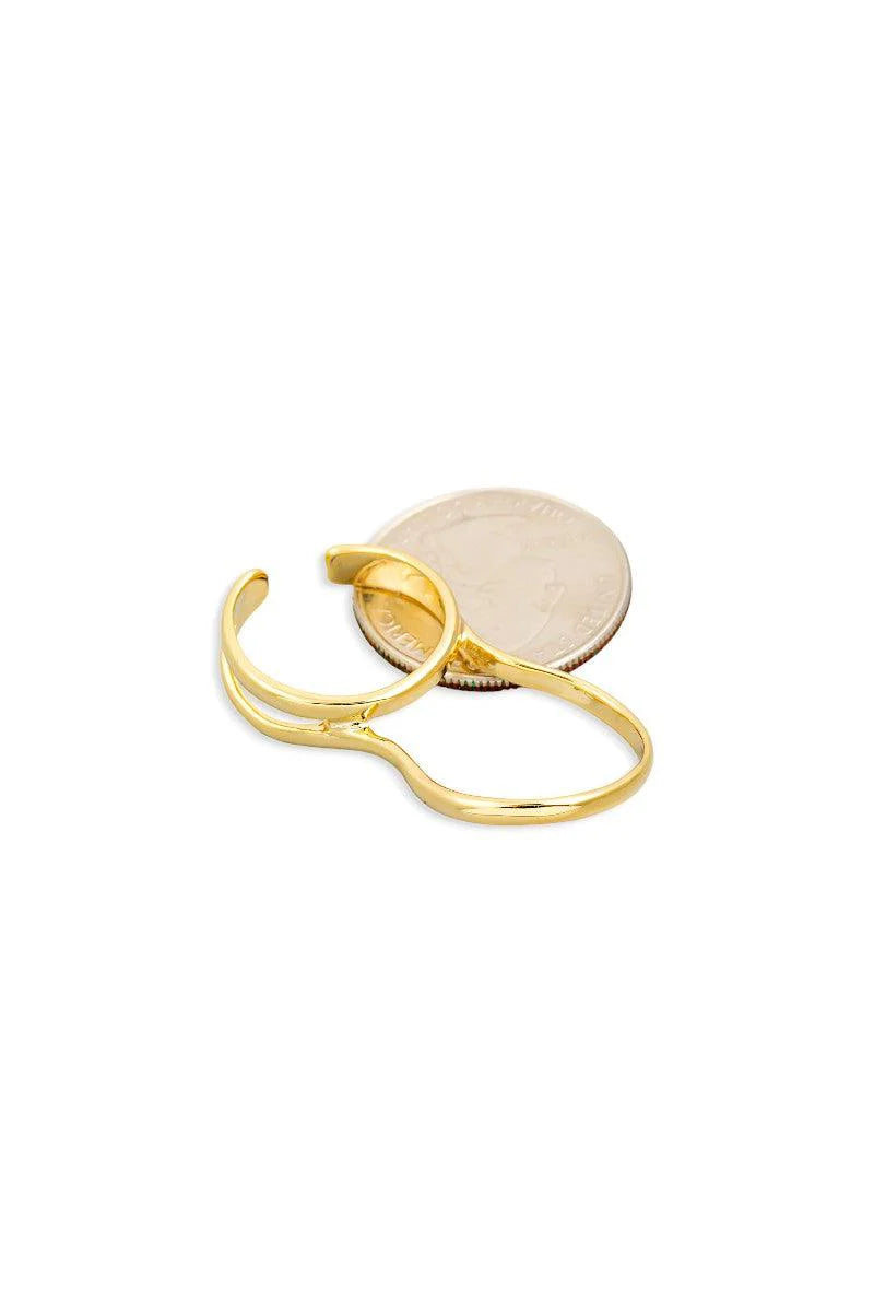 Wavy Double Finger Gold Ring