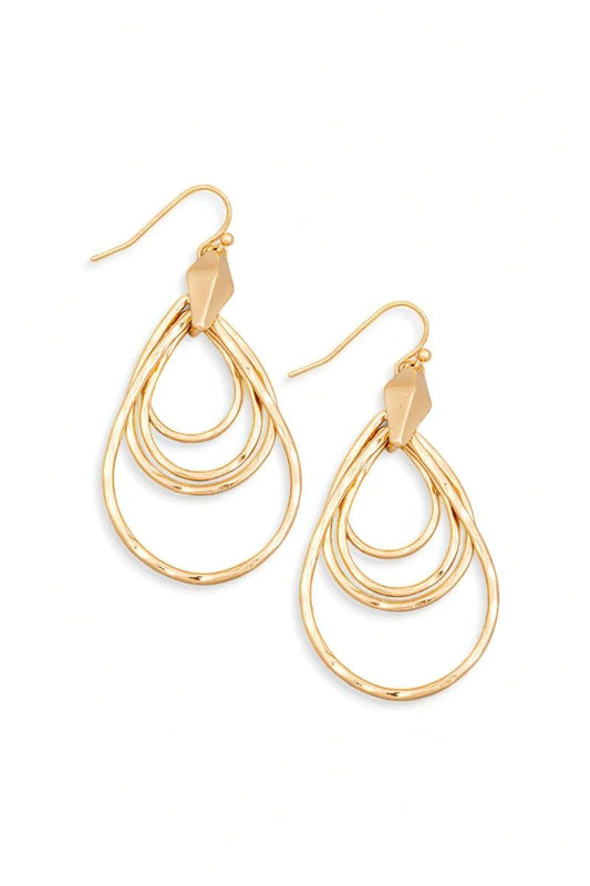 Triple Teardrop Cutout Drop Hoop Earrings