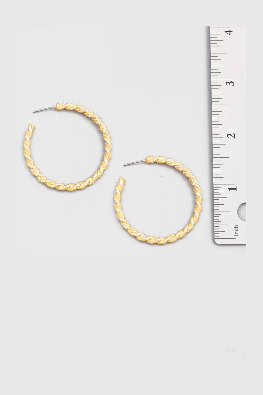 Thin Gold Twist Open Hoop Earrings