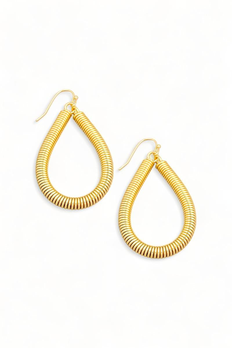 Coil Spring Teardrop Wire Hoop Earrings