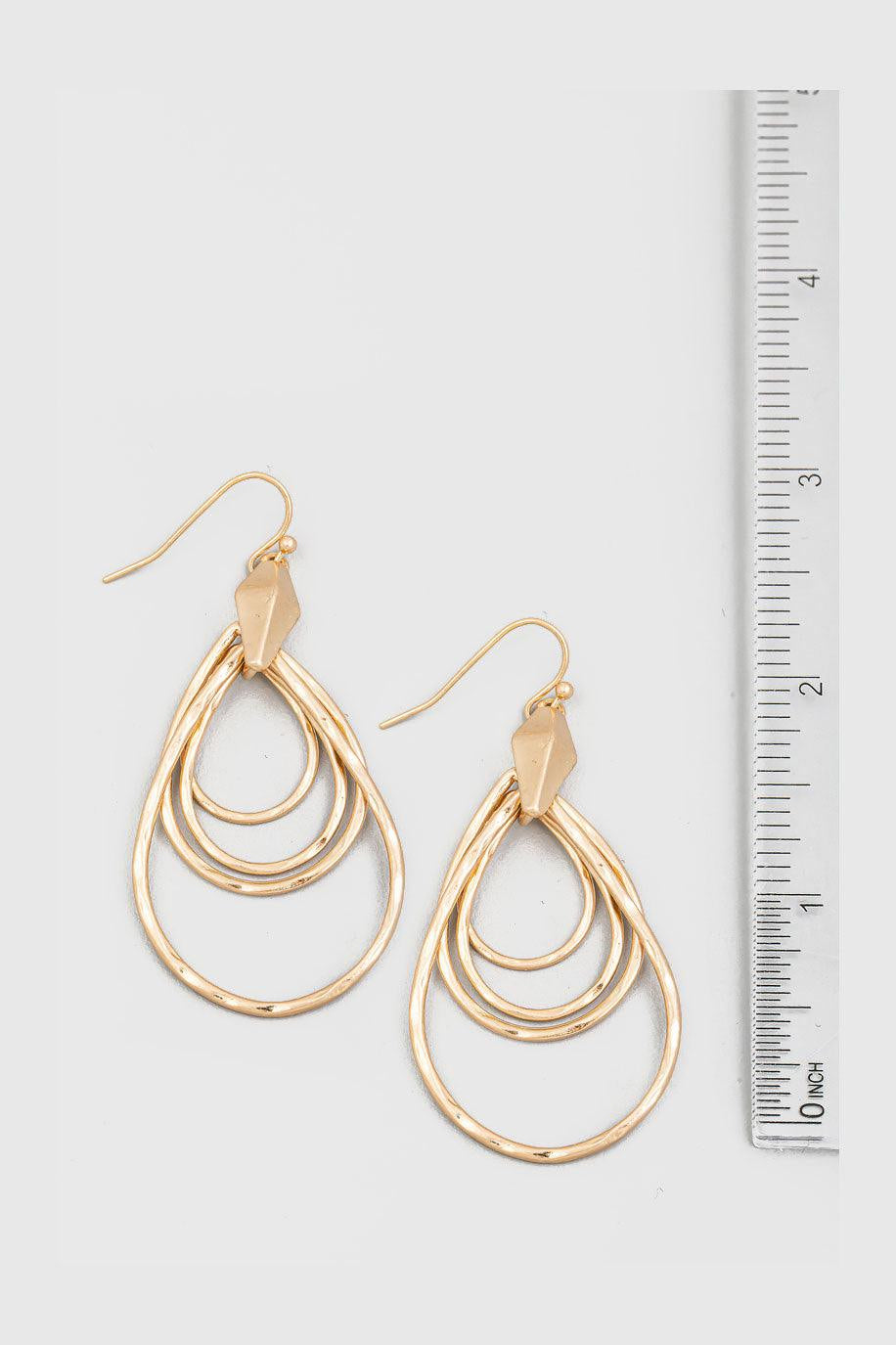 Triple Teardrop Cutout Drop Hoop Earrings