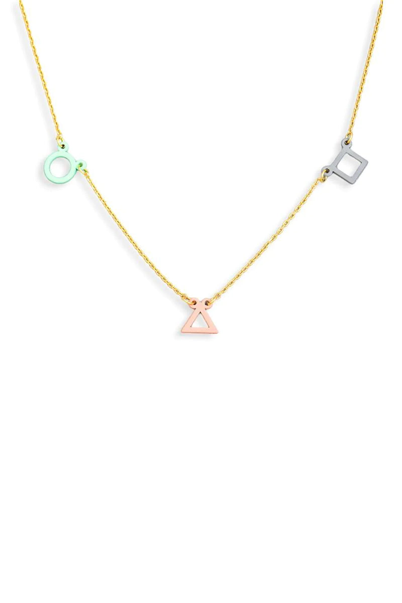 Geometric Circle Triangle Square Station Colorful Necklace