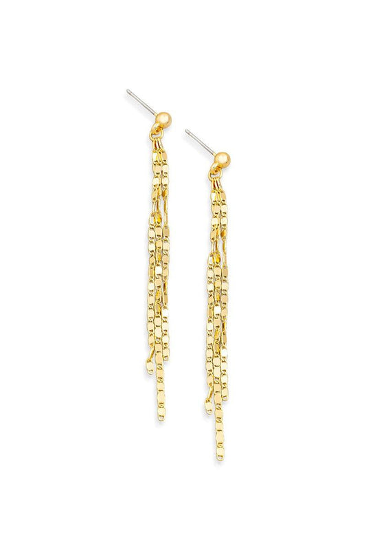 Boho Thin Flat Multi Chain Fringe Earrings