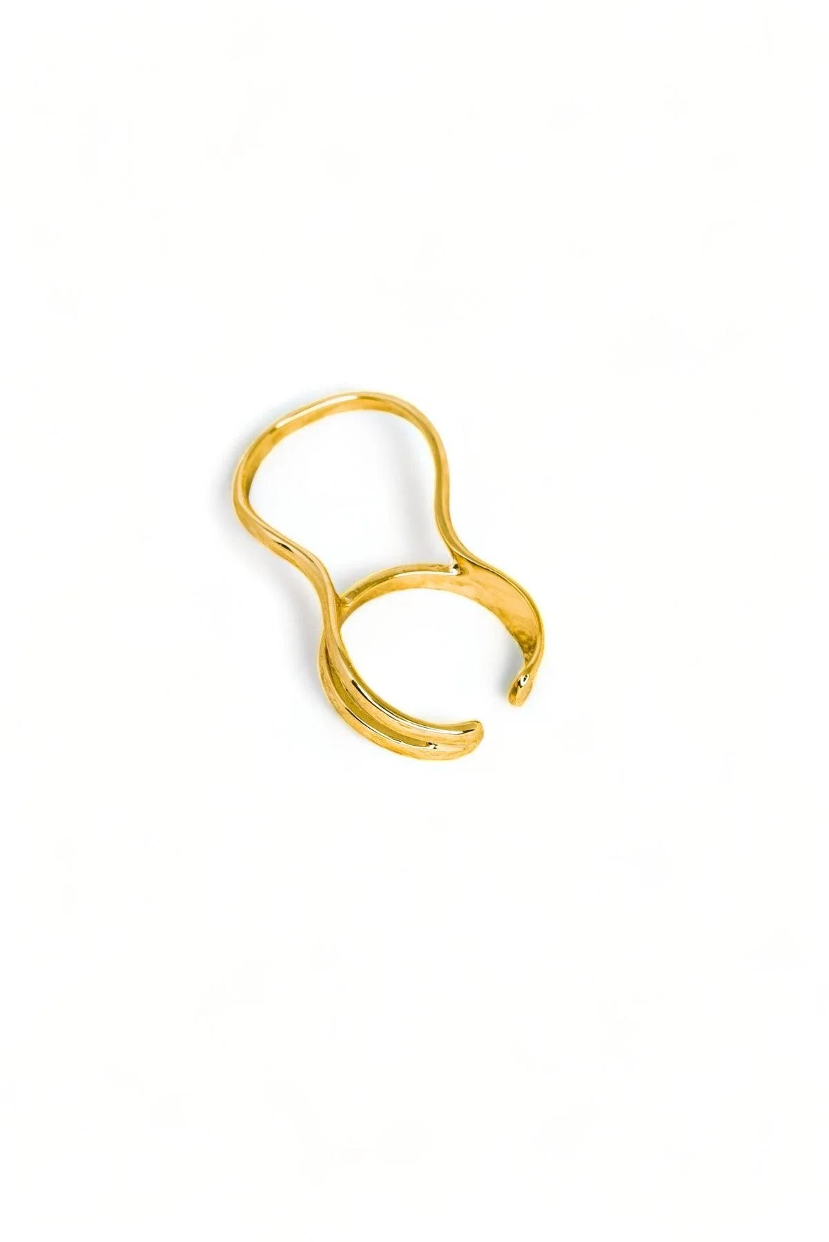 Wavy Double Finger Gold Ring