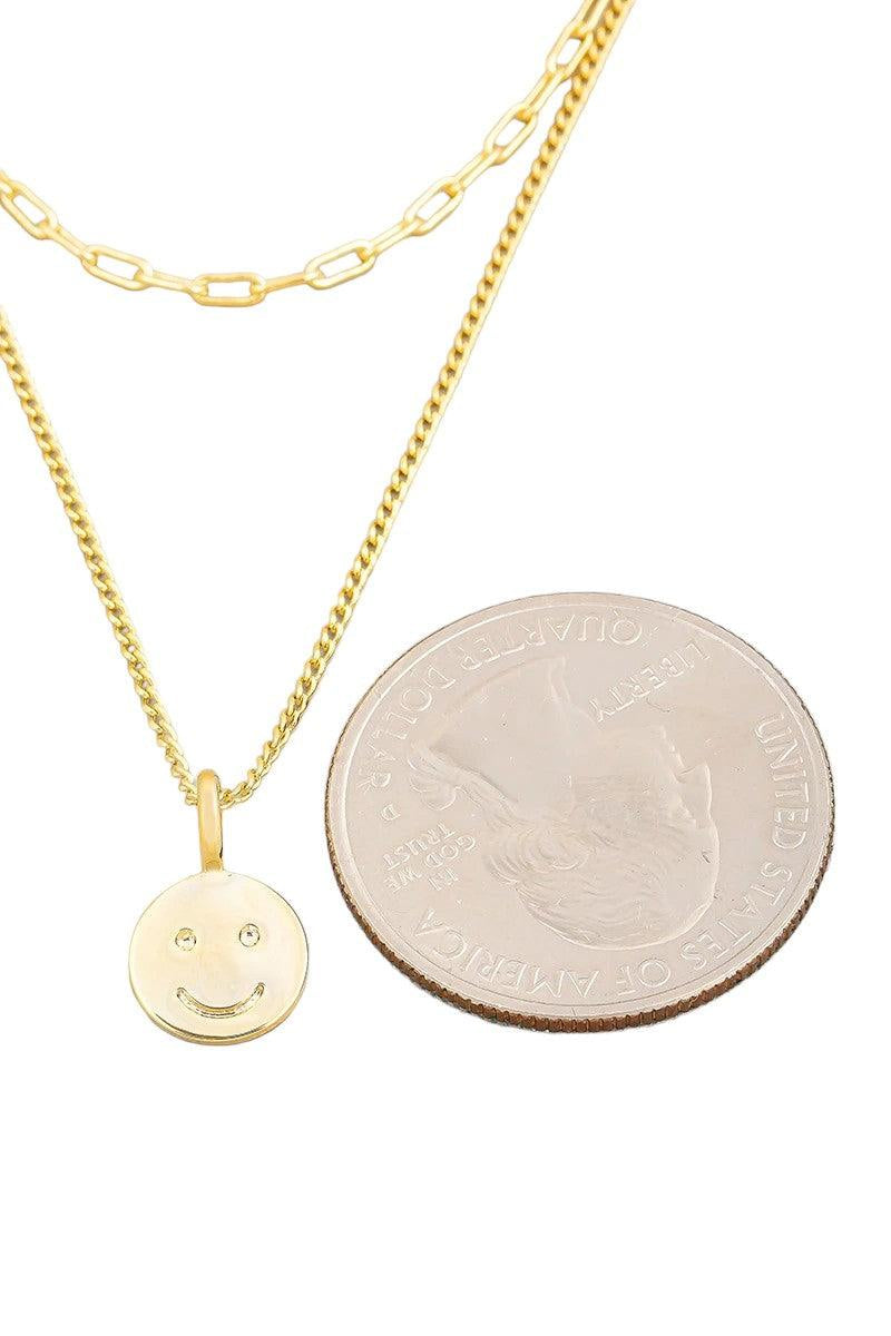 Smiley Face Charm Dainty Layered Necklace