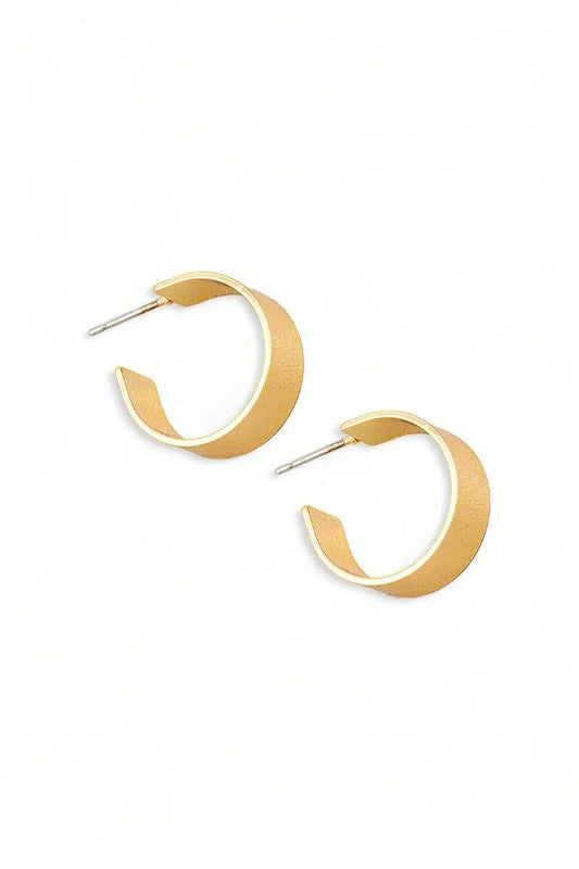 Casual Metallic Thick Flat Hoop Earrings