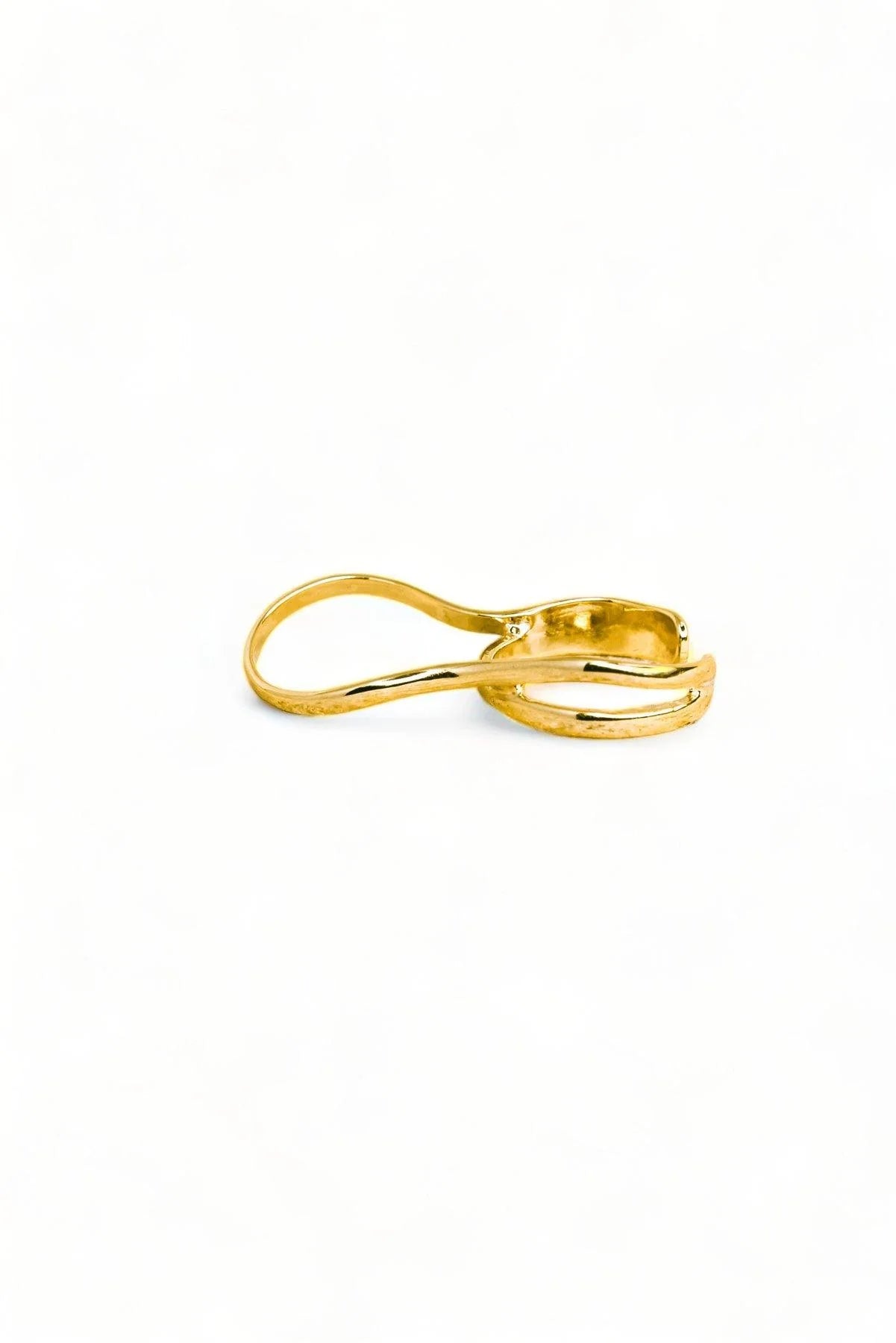 Wavy Double Finger Gold Ring