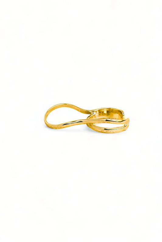 Wavy Double Finger Gold Ring