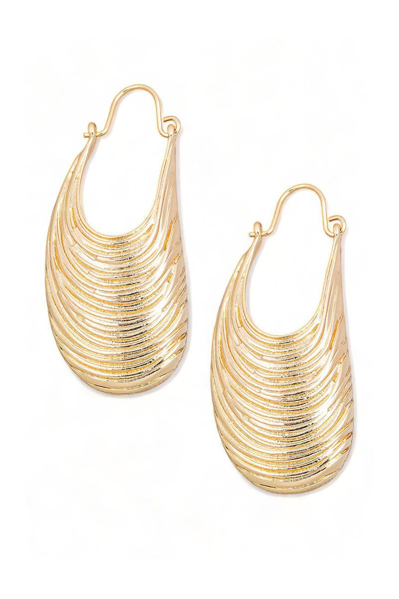 Elongated Ribbed Texture Shell Earrings