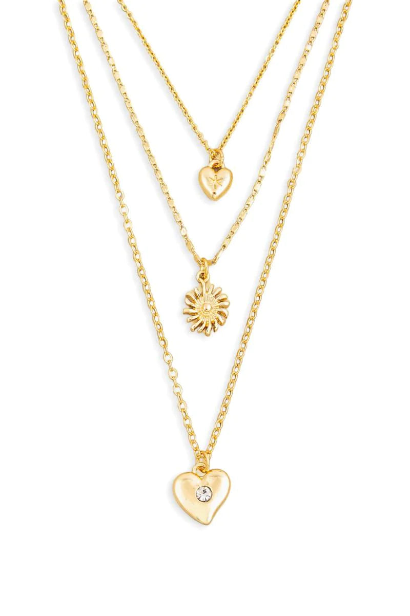 Three Layer Heart Star Pendant Necklace